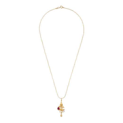Ruby and pearl clown necklace by Ruby Jack